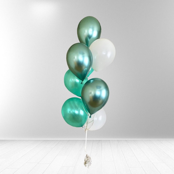 Helio balionų puokštė, žalių atspalvių (8vnt)