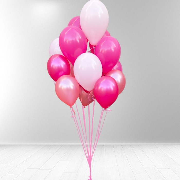 Helio balionų puokštė, rožinių atspalvių (10vnt)