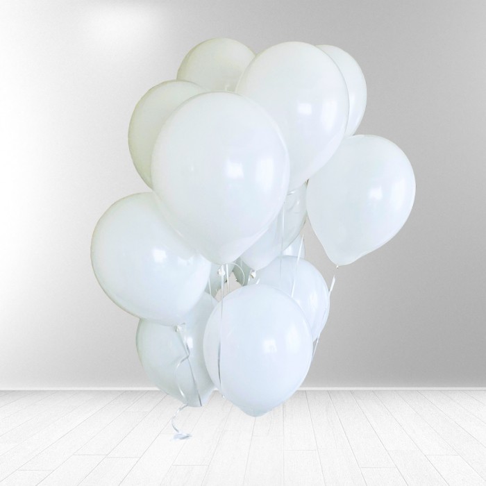 Helio balionų puokštė, balta (10vnt)