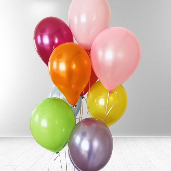 Helio balionų puokštė, spalvota (9vnt)
