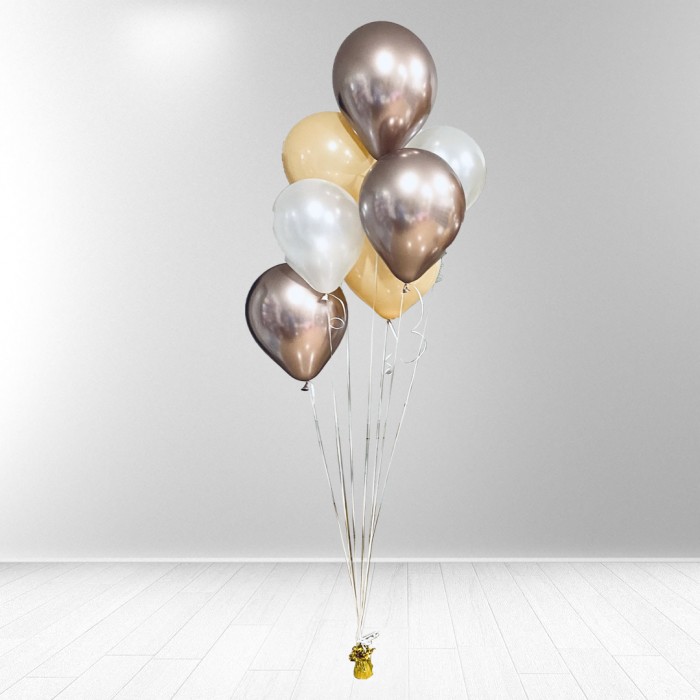 Helio balionų puokštė, neutralių atspalvių (7vnt)