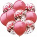 Skaidrus balionas su raudonais konfeti (1vnt, 30cm)