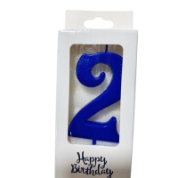 Žvakutė skaičius 2, mėlyna (8cm) Žvakutė skaičius 2, mėlyna (8cm)