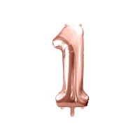 Folinis balionas-skaičius 1, rožinio aukso (86cm)
