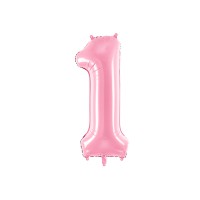 Folinis balionas-skaičius 1, šviesiai rožinis (86cm)