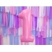 Folinis balionas-skaičius 1, šviesiai rožinis (86cm)