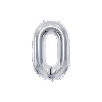 Folinis balionas-skaičius 0, sidabrinis (101cm) Folinis balionas-skaičius 0, sidabrinis (101cm)