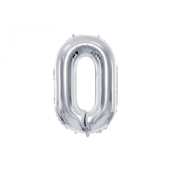 Folinis balionas-skaičius 0, sidabrinis (101cm) Folinis balionas-skaičius 0, sidabrinis (101cm)