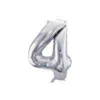 Folinis balionas-skaičius 4, sidabrinis (86cm) Folinis balionas-skaičius 4, sidabrinis (86cm)