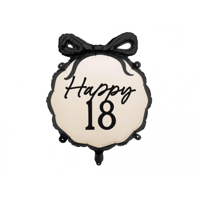 Folinis balionas "Happy 18" su kaspinėliu (47,50*45cm) Folinis balionas "Happy 18" su kaspinėliu (47,50*45cm)