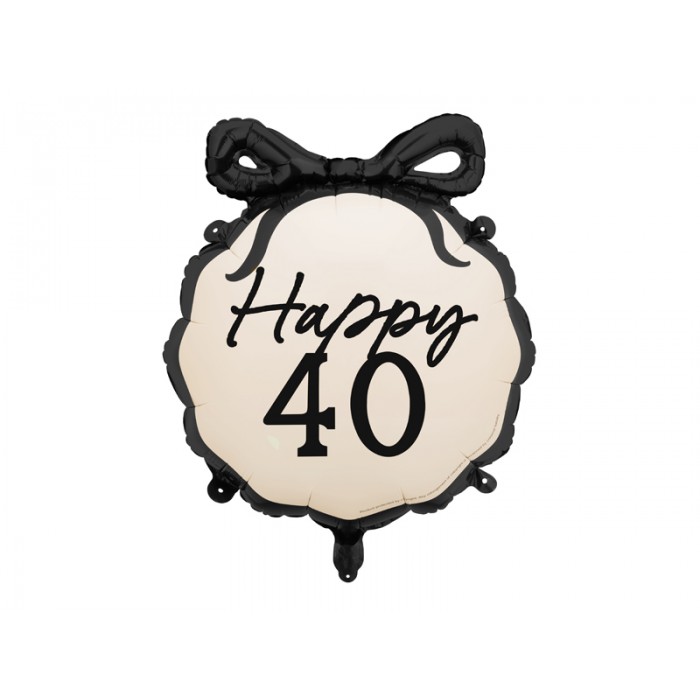 Folinis balionas "Happy 40" su kaspindėliu (47,50*45cm) Folinis balionas "Happy 40" su kaspindėliu (47,50*45cm)
