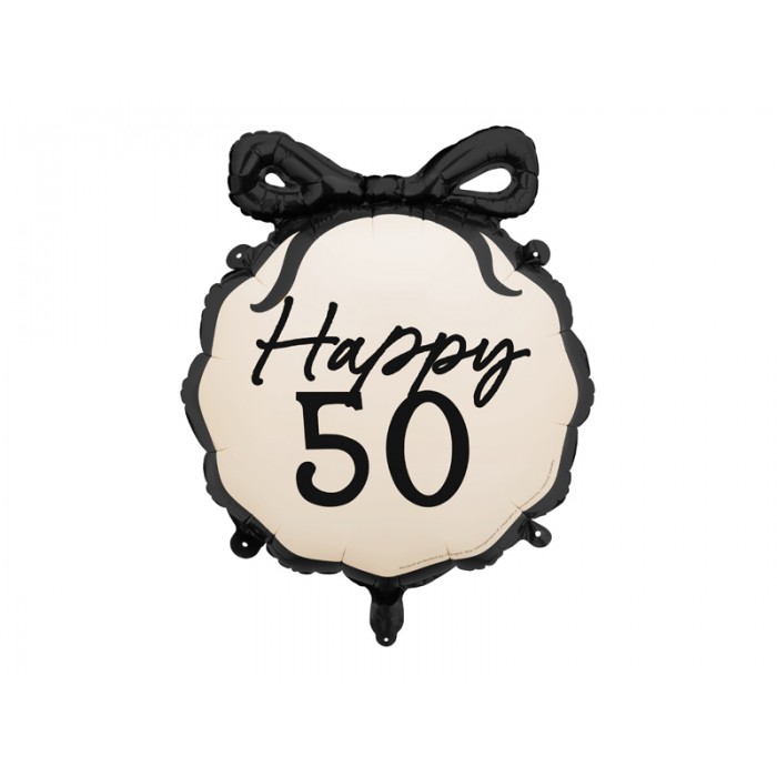 Folinis balionas "Happy 50" su kaspindėliu (47,50*45cm) Folinis balionas "Happy 50" su kaspindėliu (47,50*45cm)