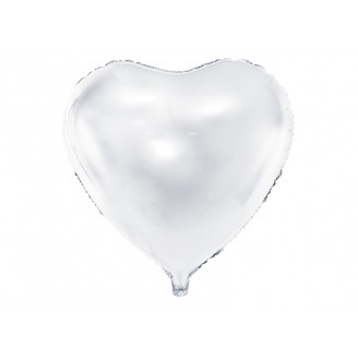 Širdelė balta, folinis balionas (46cm)