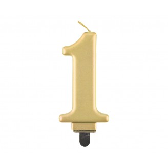 Žvakutė skaičius 1, auksinė (9cm) Žvakutė skaičius 1, auksinė (9cm)