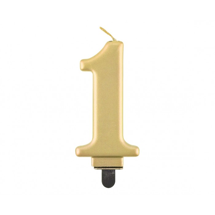 Žvakutė skaičius 1, auksinė (9cm) Žvakutė skaičius 1, auksinė (9cm)