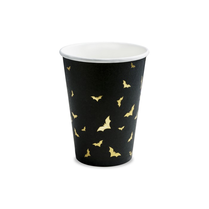 Juodi puodeliai "Auksiniai šikšnosparniai" (6vnt, 220ml)