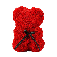 Gėlių meškiukas su raudonomis rožėmis(23cm) Gėlių meškiukas su raudonomis rožėmis(23cm)