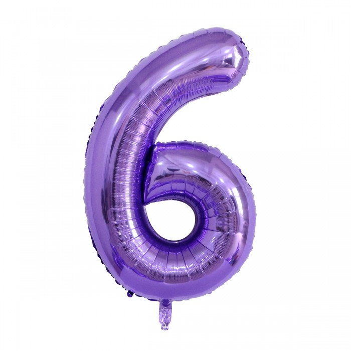 Folinis balionas-skaičius 6, violetinis (101cm) Folinis balionas-skaičius 6, violetinis (101cm)
