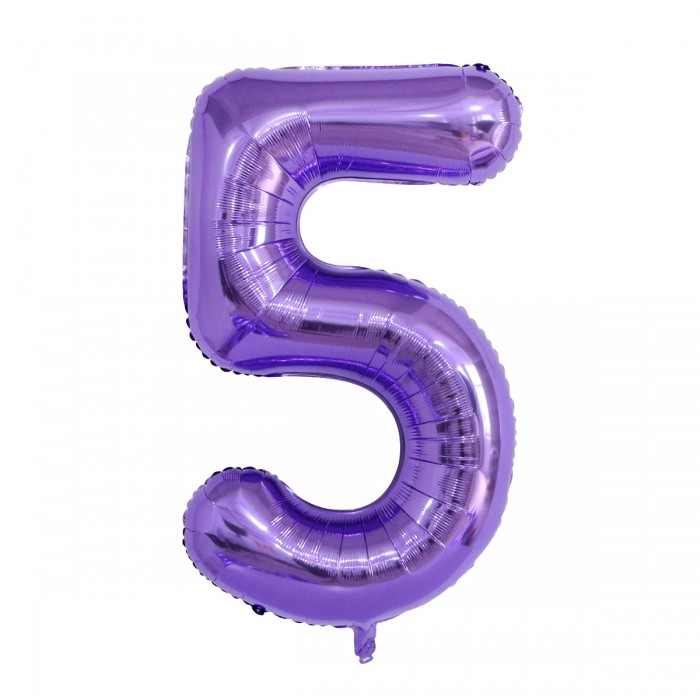 Folinis balionas-skaičius 5, violetinis (101cm) Folinis balionas-skaičius 5, violetinis (101cm)