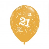 Balionas su skaičiumi 21, auksinis (30cm)