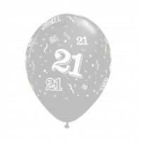 Balionas su skaičiumi 21, sidabrinis (30cm) Balionas su skaičiumi 21, sidabrinis (30cm)