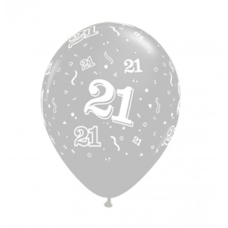 Balionas su skaičiumi 21, sidabrinis (30cm)