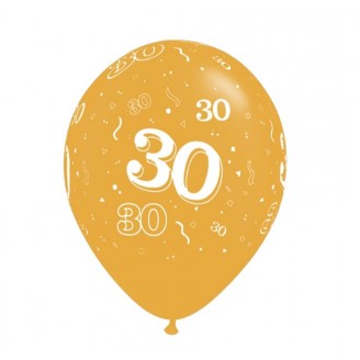 Balionas su skaičiumi 30, auksinis (30cm)