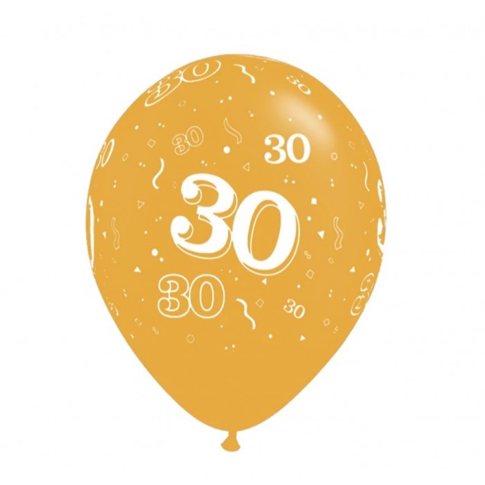 Balionas su skaičiumi 30, auksinis (30cm)
