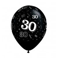 Balionas su skaičiumi 30, juodas (30cm)