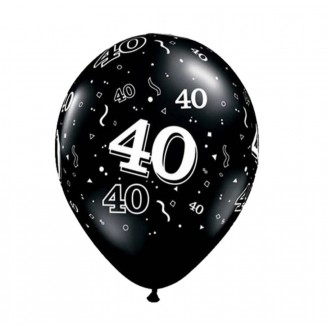 Balionas su skaičiumi 40, juodas (30cm)