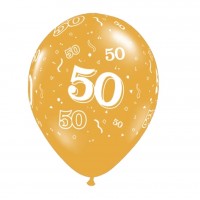 Balionas su skaičiumi 50, auksinis (30cm)