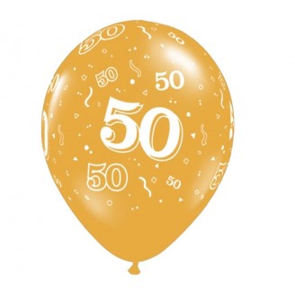 Balionas su skaičiumi 50, auksinis (30cm)