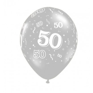 Balionas su skaičiumi 50, sidabrinis (30cm)