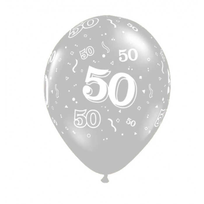 Balionas su skaičiumi 50, sidabrinis (30cm) Balionas su skaičiumi 50, sidabrinis (30cm)