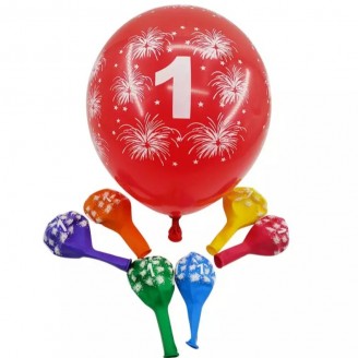Balionas su skaičiumi 1, raudonas (30cm)