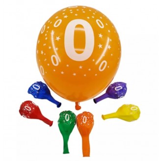 Balionas su skaičiumi 0, oranžinis (30cm)