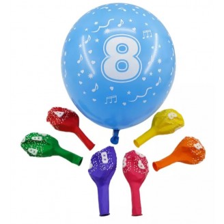Balionas su skaičiumi 8, sviesiai mėlynas (30cm)