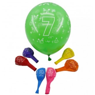 Balionas su skaičiumi 7, žalias (30cm)