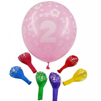 Balionas su skaičiumi 2, rožinis (30cm)