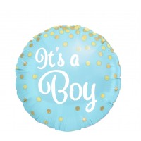 Folinis apvalus balionas "It's a boy" (46cm) Folinis apvalus balionas "It's a boy" (46cm)