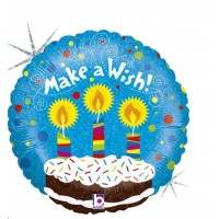 Folinis balionas, apvalus mėlynas - "make a wish" (45 cm) Folinis balionas, apvalus mėlynas - "make a wish" (45 cm)