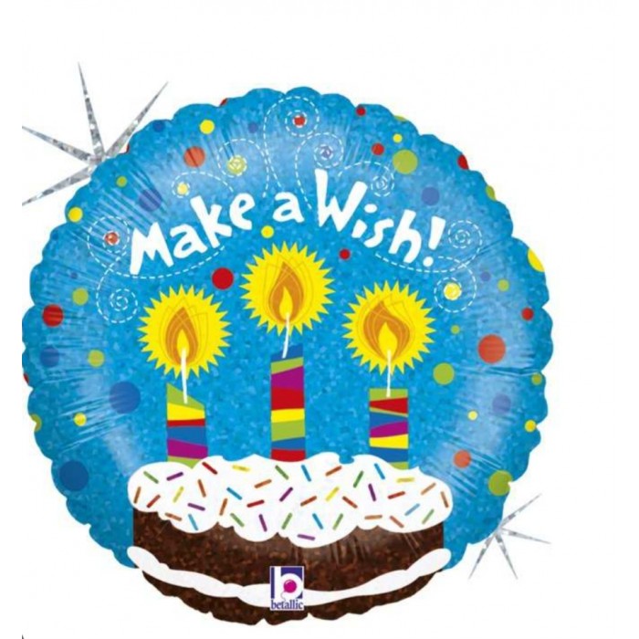 Folinis balionas, apvalus mėlynas - "make a wish" (45 cm) Folinis balionas, apvalus mėlynas - "make a wish" (45 cm)