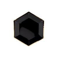 Juodos šešiakampės lėkštutės (23cm, 6vnt)