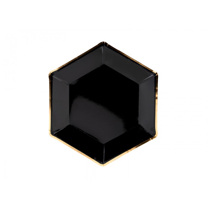 Juodos šešiakampės lėkštutės (23cm, 6vnt)