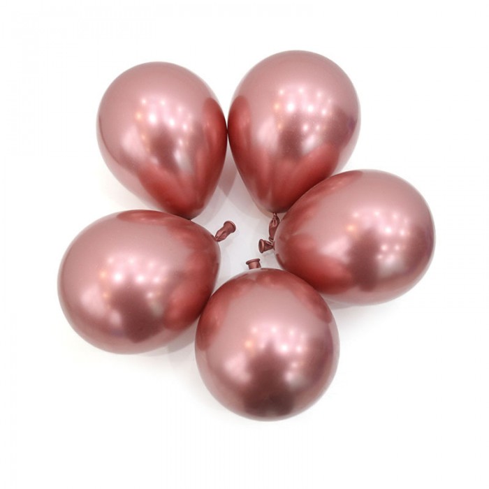 Chrominiai maži balionai, rožinio aukso (20vnt, 13cm)