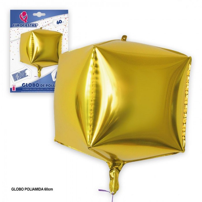 Folinis balionas "Aukso kvadratas 4D" (60cm) Folinis balionas "Aukso kvadratas 4D" (60cm)