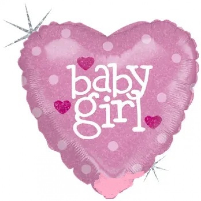 Folinis balionas, "Baby girl" ,rožinė, holografinė(46cm) Folinis balionas, "Baby girl" ,rožinė, holografinė(46cm)
