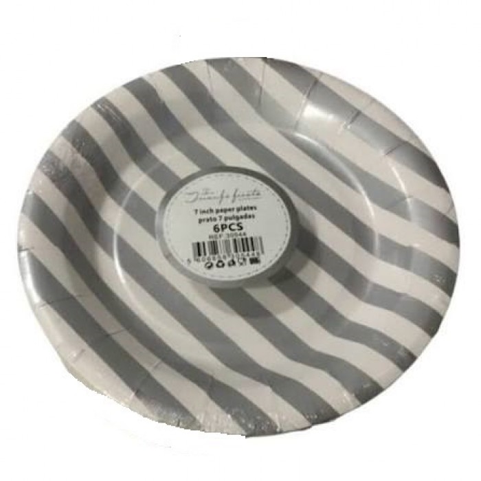 Lėkštutės "Pilki dryželiai"(18cm 6vnt) Lėkštutės "Pilki dryželiai"(18cm 6vnt)