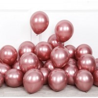 Chrominiai balionai, bordo (5vnt, 30cm)