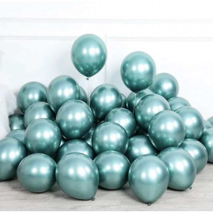 Chrominiai balionai, žali (5vnt, 30cm)